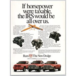 Dodge Ram Horsepower IRS Headline Magnum Cummins Truck Vintage Print Ad 1998